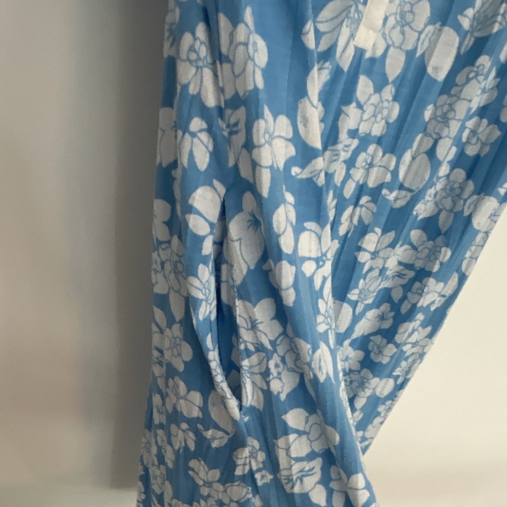 Ellen Tracy Blue Floral Collared Short Sleeve Shirt Dress Size S - Picture 3 of 5